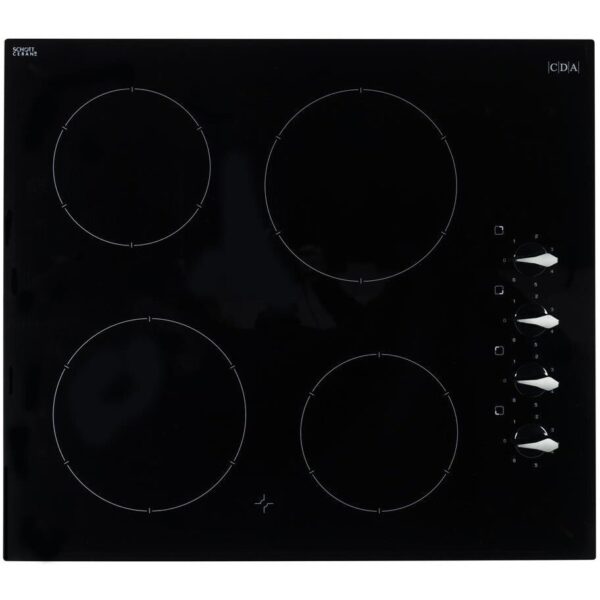 60cm 4 Zone Electric Ceramic Hob, Black Frameless - CDA HC6212FR - Naamaste London Homewares - 6