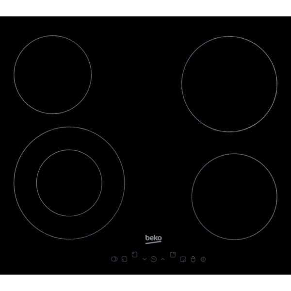 58cm 4 Zone Electric Ceramic Hob, Frameless - Beko HIC64402T - Naamaste London Homewares - 1