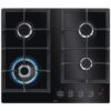 Flame Light 4 Burner AEG Gas Hob Black On Glass - HKB64450NB - Naamaste London Homewares - 1