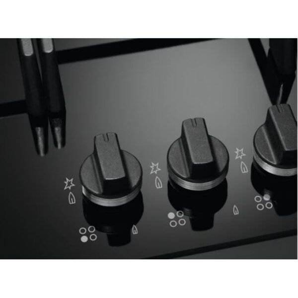 Flame Light 4 Burner AEG Gas Hob Black On Glass - HKB64450NB - Naamaste London Homewares - 2