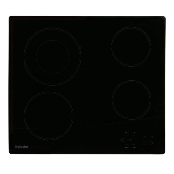 58cm Black 4 Zone Electric Ceramic Hob - Hotpoint HR612CH - Naamaste London Homewares - 1