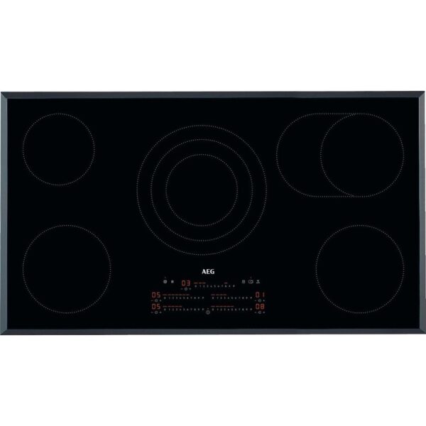 90cm 5 Zone Electric Ceramic Hob, Black - AEG HRE95770FB Naamaste London Homewares - 1