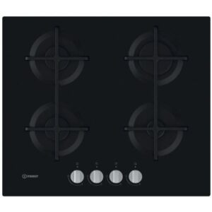 59cm Black 4 Burner Gas Hob - Indesit ING 61T/BK UK - Naamaste London Homewares - 1