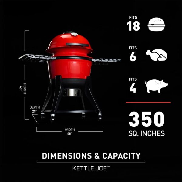 Ceramic Charcoal BBQ Grills Kettle Joe, Red - Kamado Joe - Naamaste London Homewares - 6