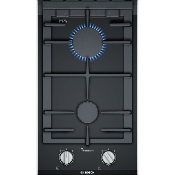 30cm 2 Burner Domino Bosch Gas Hob, Black on Glass - PRB3A6B70 Series 8 - Naamaste London Homewares - 1