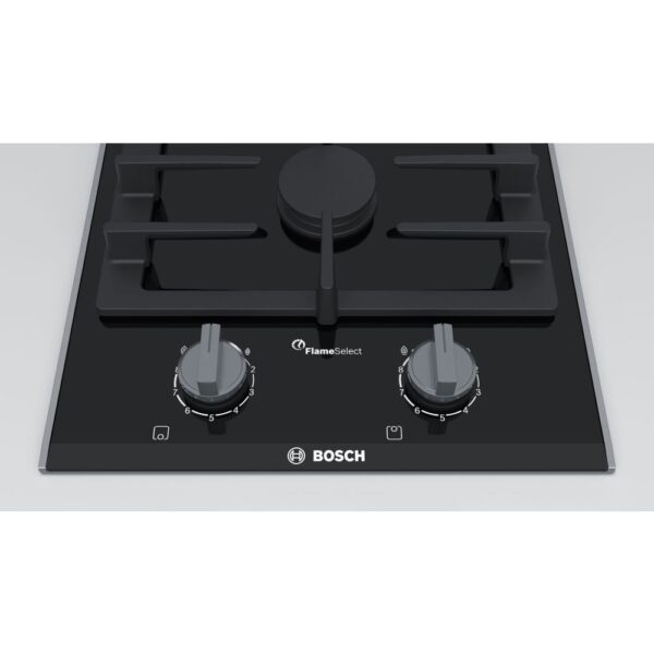 30cm 2 Burner Domino Bosch Gas Hob, Black on Glass - PRB3A6B70 Series 8 - Naamaste London Homewares - 2