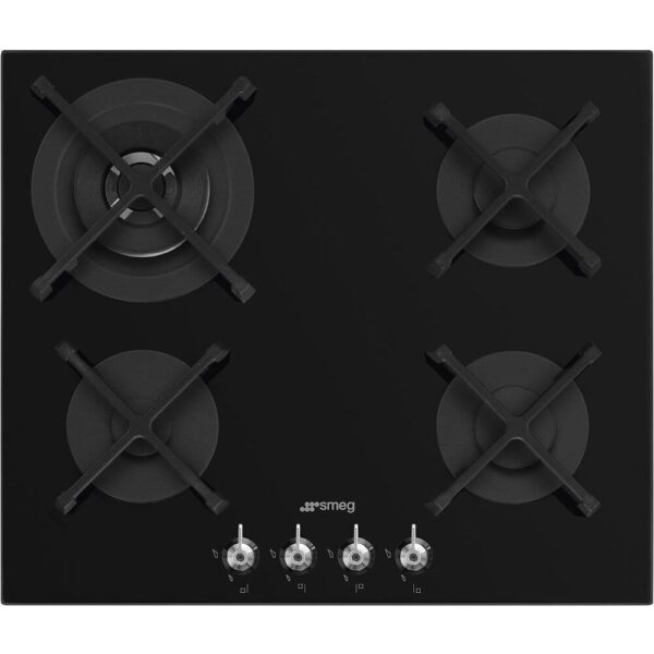 Classic 4 Burner Smeg Gas Hob, Black on Glass - PV364N - Naamaste London Homewares - 1