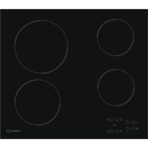 58cm Black 4 Zone Electric Ceramic Hob - Indesit RI161C - Naamaste London Homewares - 1