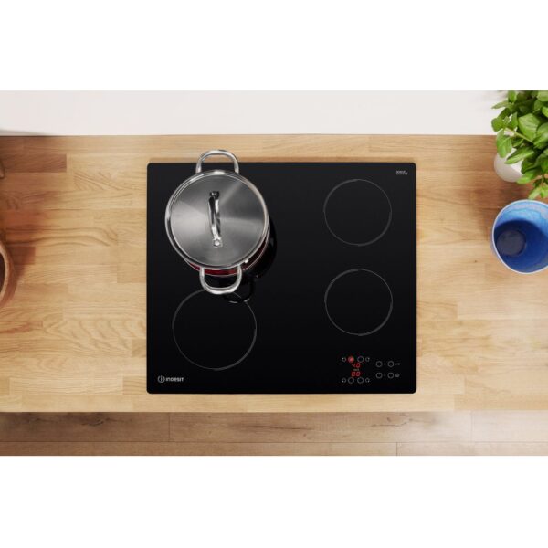 58cm Black 4 Zone Electric Ceramic Hob - Indesit RI161C - Naamaste London Homewares - 3