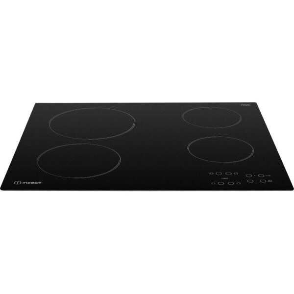 58cm Black 4 Zone Electric Ceramic Hob - Indesit RI161C - Naamaste London Homewares - 4