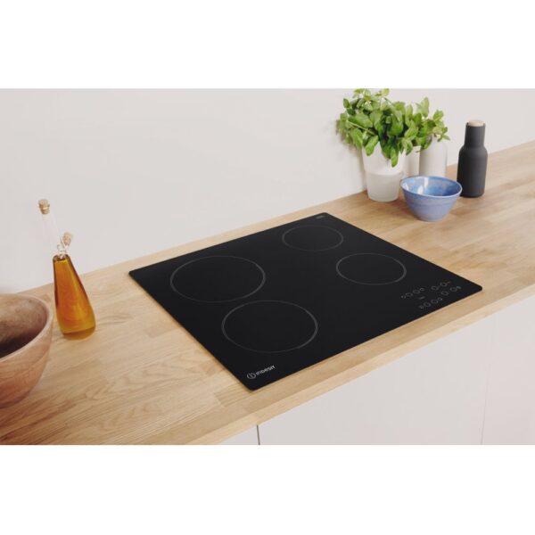 58cm Black 4 Zone Electric Ceramic Hob - Indesit RI161C - Naamaste London Homewares - 5