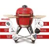 52cm Media 20 Charcoal BBQ Grills, Red - Kamado Bono TQ0020RED - Naamaste London Homewares - 1