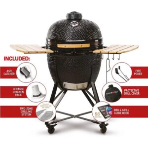 59cm Grande 23 Charcoal BBQ Grills, Black - Kamado Bono TQ0023ALLIN - Naamaste London Homewares - 1