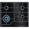 60cm 4 Burner Zanussi Gas Hob Black on Glass - ZGGN645K - Naamaste London Homewares - 1