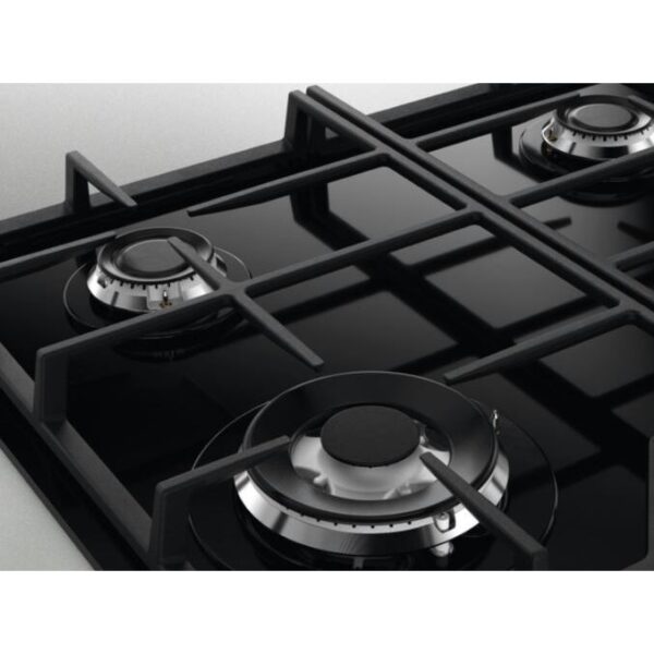 60cm 4 Burner Zanussi Gas Hob Black on Glass - ZGGN645K - Naamaste London Homewares - 2