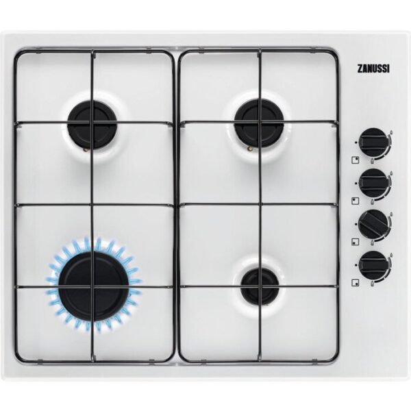 59cm Zanussi Gas Hob 4 Burner White - ZGNN640W - Naamaste London Homewares - 1