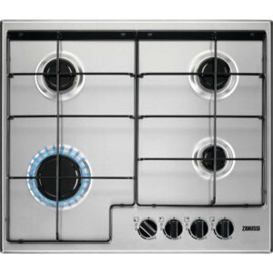 60cm 4 Burner Zanussi Gas Hob Stainless Steel - ZGNN642X - Naamaste London Homewares - 1