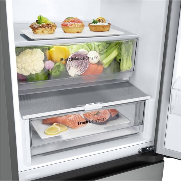 387L No Frost Freestanding Fridge Freezer, 70/30, Silver, D Rated - LG GBV3200CPY - Naamaste London Homewares - 4