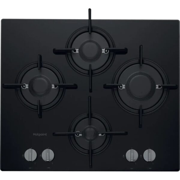 60cm Built-In 4 Burner Gas Hob, Black - Hotpoint FTGHG641DHBK - Naamaste London Homewares - 1