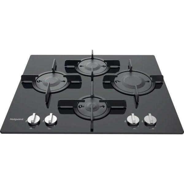 60cm Built-In 4 Burner Gas Hob, Black - Hotpoint FTGHG641DHBK - Naamaste London Homewares - 2