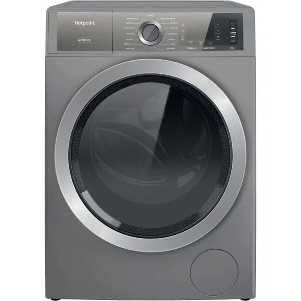 10kg Hotpoint Washing Machine, GentlePower, Silver, A Rated - H8 W046SB UK - Naamaste London Homewares - 1