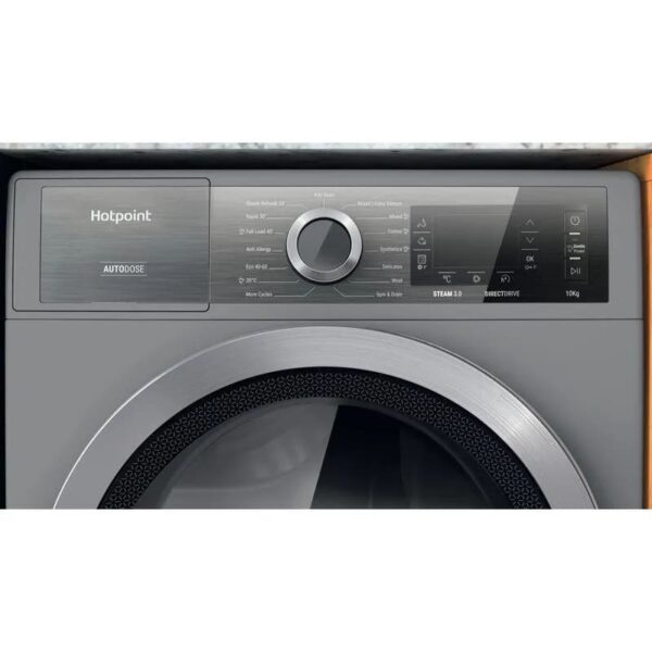 10kg Hotpoint Washing Machine, GentlePower, Silver, A Rated - H8 W046SB UK - Naamaste London Homewares - 9