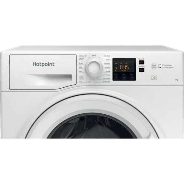 7kg Hotpoint Washing Machine, AntiStain, White, D Rated - NSWM 743U W UK N - Naamaste London Homewares - 9