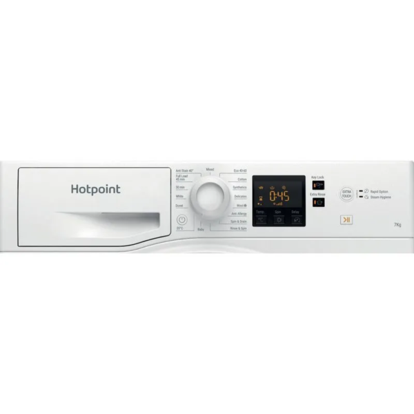 7kg Hotpoint Washing Machine, AntiStain, White, D Rated - NSWM 743U W UK N - Naamaste London Homewares - 10