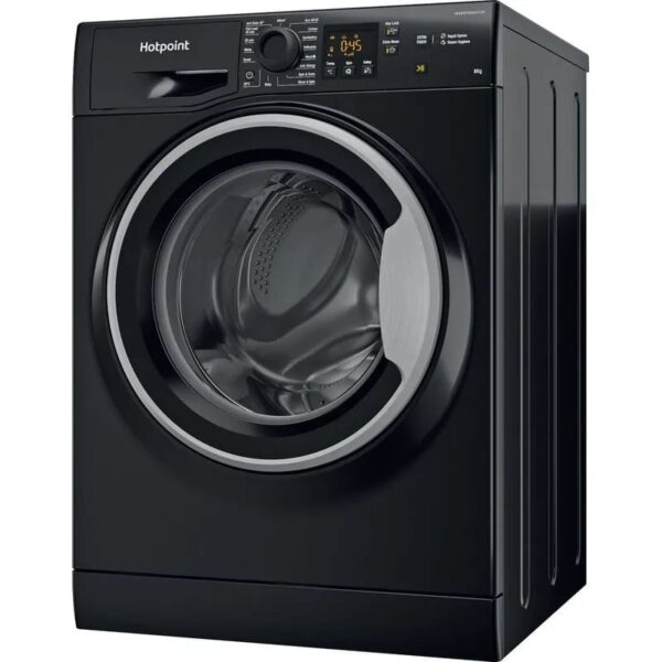 8Kg AntiStain 40 Hotpoint Washing Machine, Black, B Rated - NSWR845CBSUKN - Naamaste London Homewares - 2