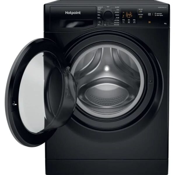 8Kg AntiStain 40 Hotpoint Washing Machine, Black, B Rated - NSWR845CBSUKN - Naamaste London Homewares - 3