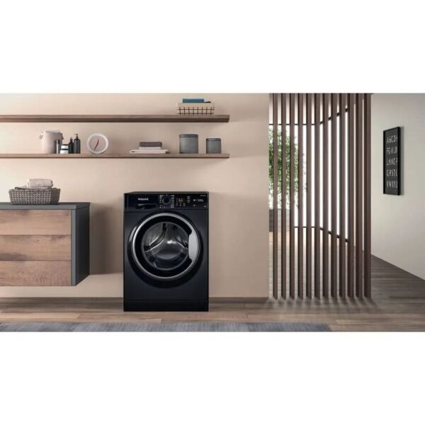 8Kg AntiStain 40 Hotpoint Washing Machine, Black, B Rated - NSWR845CBSUKN - Naamaste London Homewares - 5