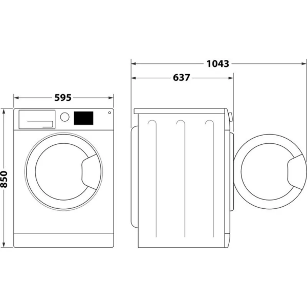 8Kg AntiStain 40 Hotpoint Washing Machine, Black, B Rated - NSWR845CBSUKN - Naamaste London Homewares - 11