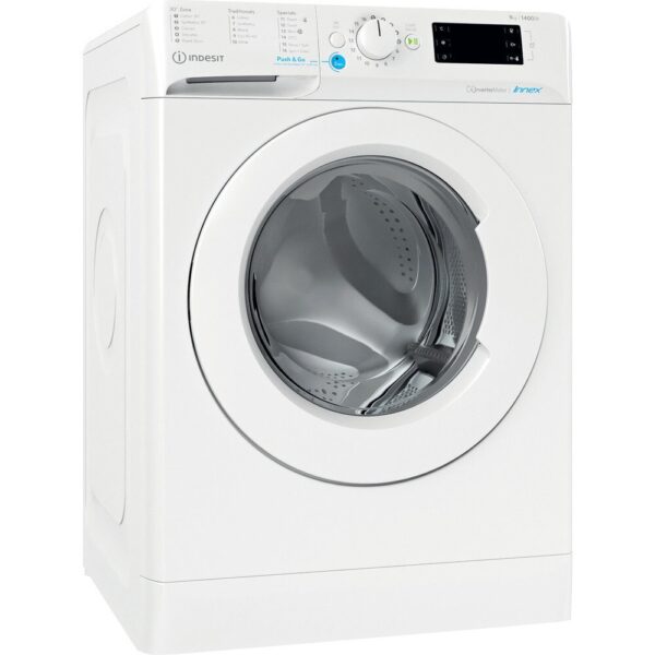 9kg Indesit Washing Machine, 1400 Spin, White, A Rated - BWE91496XWUKN - Naamaste London Homewares - 2