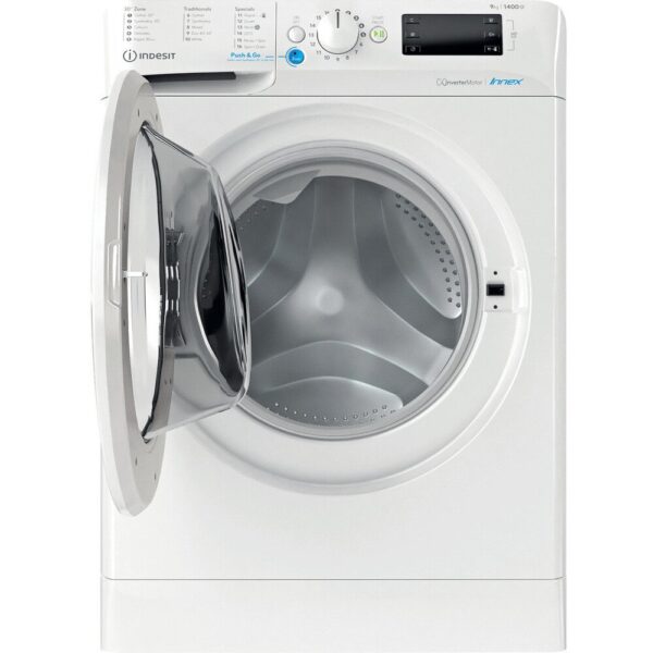 9kg Indesit Washing Machine, 1400 Spin, White, A Rated - BWE91496XWUKN - Naamaste London Homewares - 3