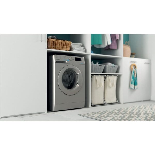 7kg Indesit Washing Machine, 1400 Spin, Silver, E Rated - BWE71452SUKN - Naamaste London Homewares - 7