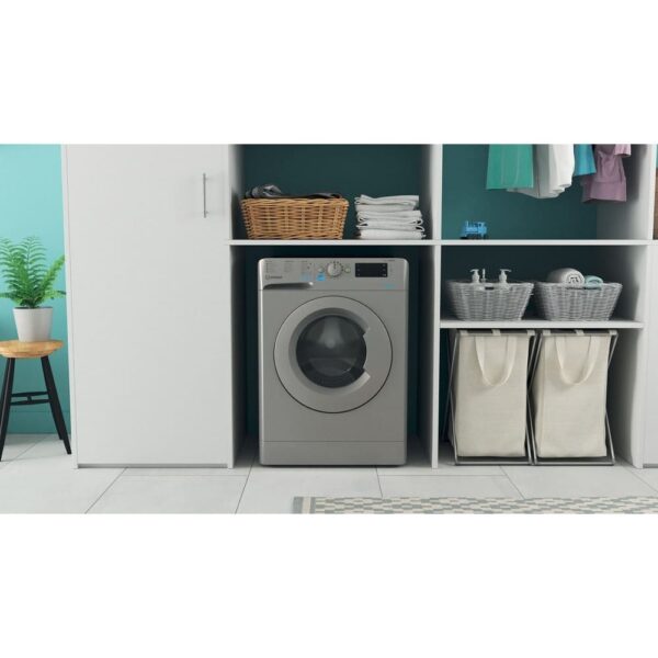 7kg Indesit Washing Machine, 1400 Spin, Silver, E Rated - BWE71452SUKN - Naamaste London Homewares - 8