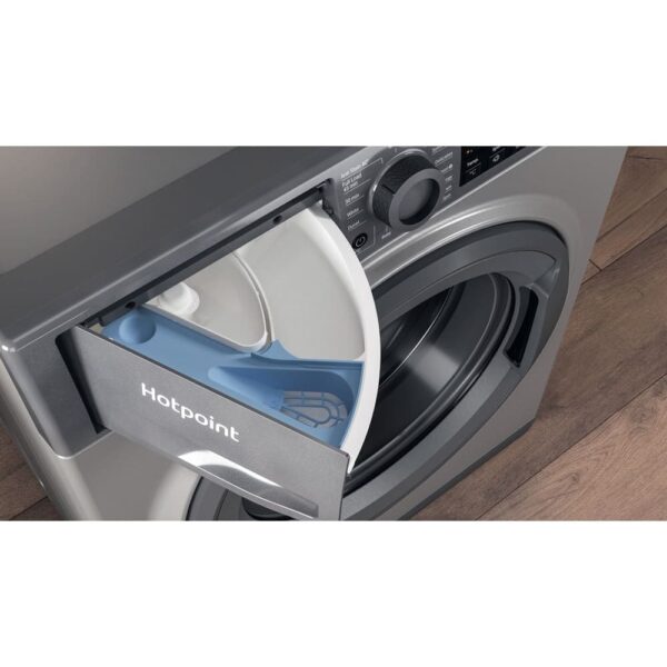 8kg Hotpoint Washing Machine, Grey, B Rated - NSWM845CGGUKN - Naamaste London Homewares - 8