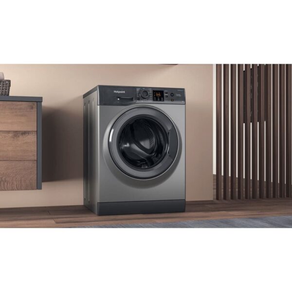 8kg Hotpoint Washing Machine, Grey, B Rated - NSWM845CGGUKN - Naamaste London Homewares - 9