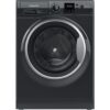 8kg Hotpoint Washing Machine, 1400 Spin, Black, B Rated - NSWM845CBSUKN - Naamaste London Homewares - 1