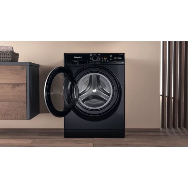 8kg Hotpoint Washing Machine, 1400 Spin, Black, B Rated - NSWM845CBSUKN - Naamaste London Homewares - 7