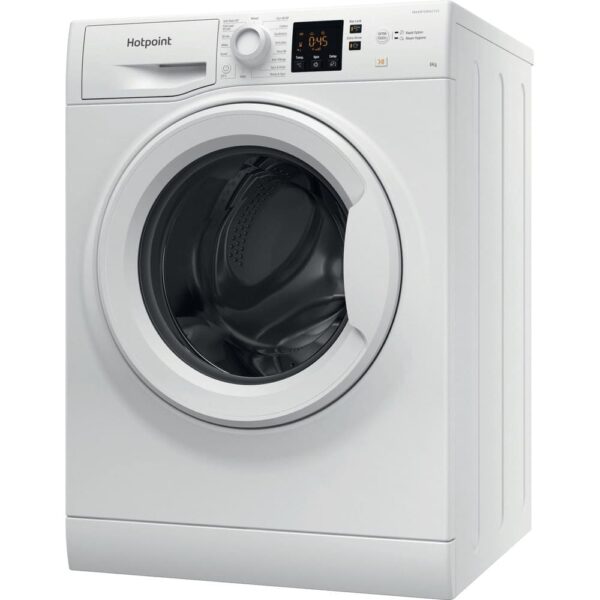 8kg Hotpoint Washing Machine, Anti-stain,1400rpm, White - NSWM845CWUKN - Naamaste London Homewares - 2