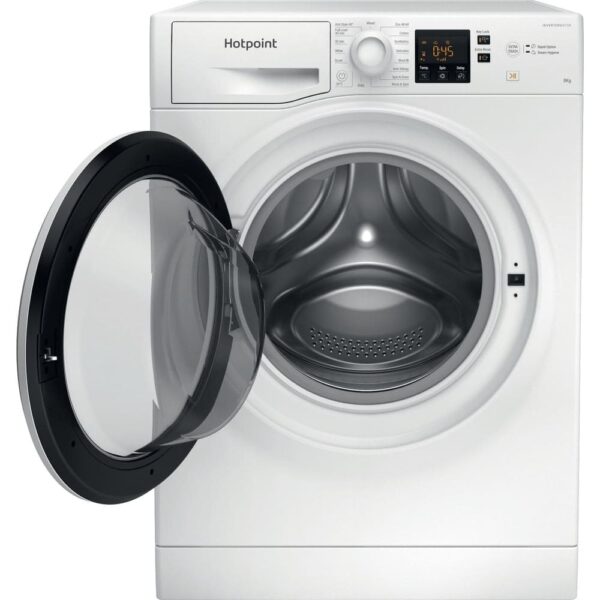 8kg Hotpoint Washing Machine, Anti-stain,1400rpm, White - NSWM845CWUKN - Naamaste London Homewares - 3