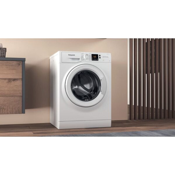 8kg Hotpoint Washing Machine, Anti-stain,1400rpm, White - NSWM845CWUKN - Naamaste London Homewares - 4