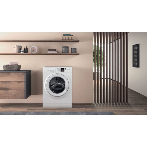 8kg Hotpoint Washing Machine, Anti-stain,1400rpm, White - NSWM845CWUKN - Naamaste London Homewares - 5