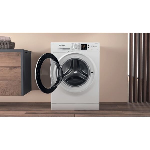 8kg Hotpoint Washing Machine, Anti-stain,1400rpm, White - NSWM845CWUKN - Naamaste London Homewares - 7