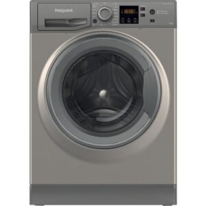 10kg Hotpoint Washing Machine, White, Graphite, B Rated - NSWM1045CGGUKN - Naamaste London Homewares - 1