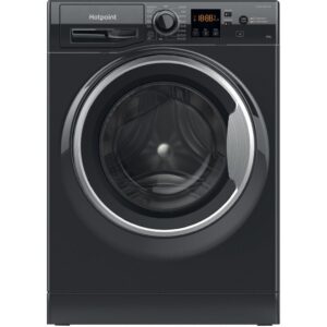 10Kg 1400 Spin Hotpoint Washing Machine, Black, B Rated - NSWM1045CBSUKN - Naamaste London Homewares - 1