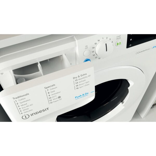 8kg Indesit Washer Dryer 1400 Spin, White, A Rated - BDE86436XWUKN - Naamaste London Homewares - 5