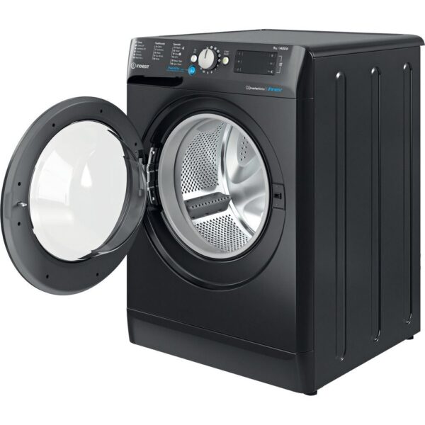 9kg Indesit Washing Machine, 1400 Spin, Black, A Rated - BWE91496XKUKN - Naamaste London Homewares - 4