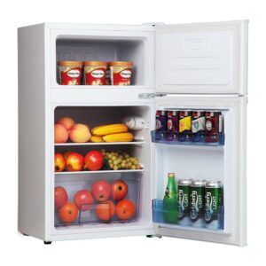 50cm Double Door Undercounter Fridge Freezer, White - Amica FD1714 - Naamaste London Homewares - 1